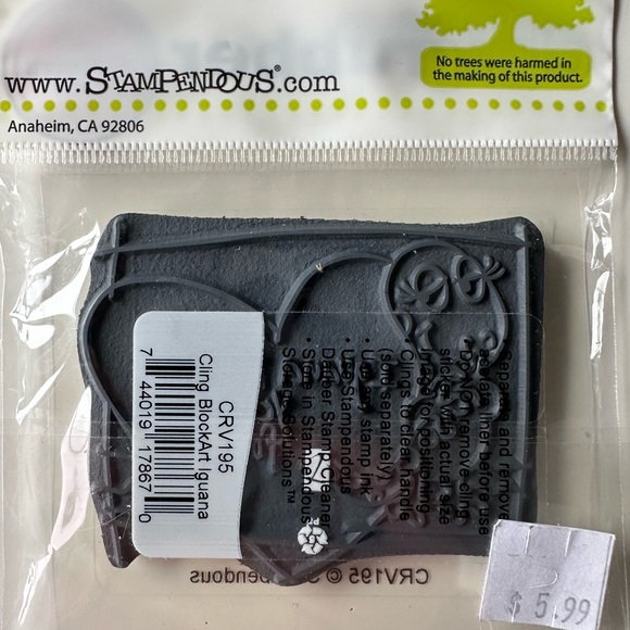 STAMPENDOUS! CRV195 Cling BlockArt Iguana, Vintage - Picture 2 of 3